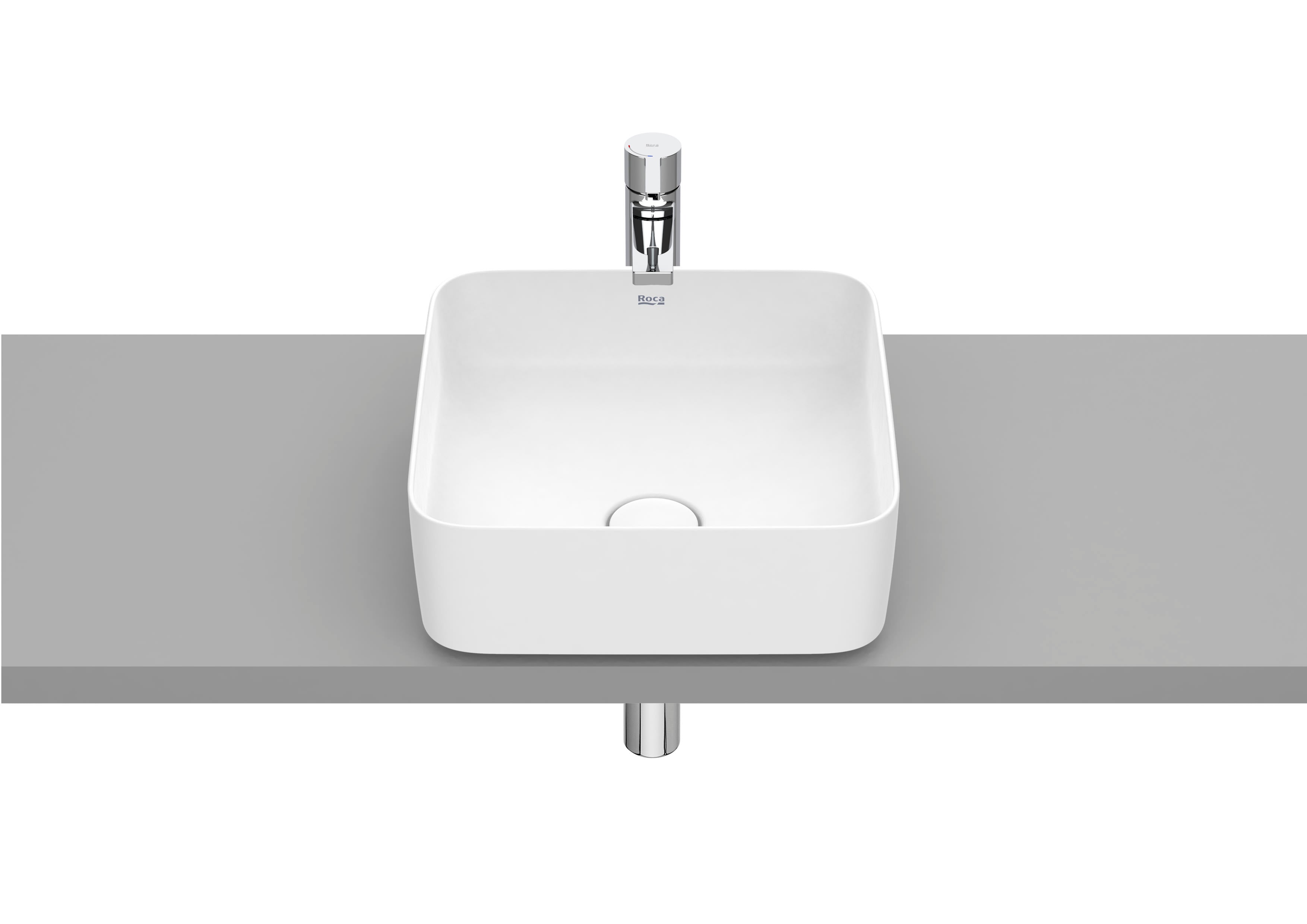 Roca Inspira SQUARE – Умивалник върху плот 37×37×14см White бял FINECERAMIC® A327532000