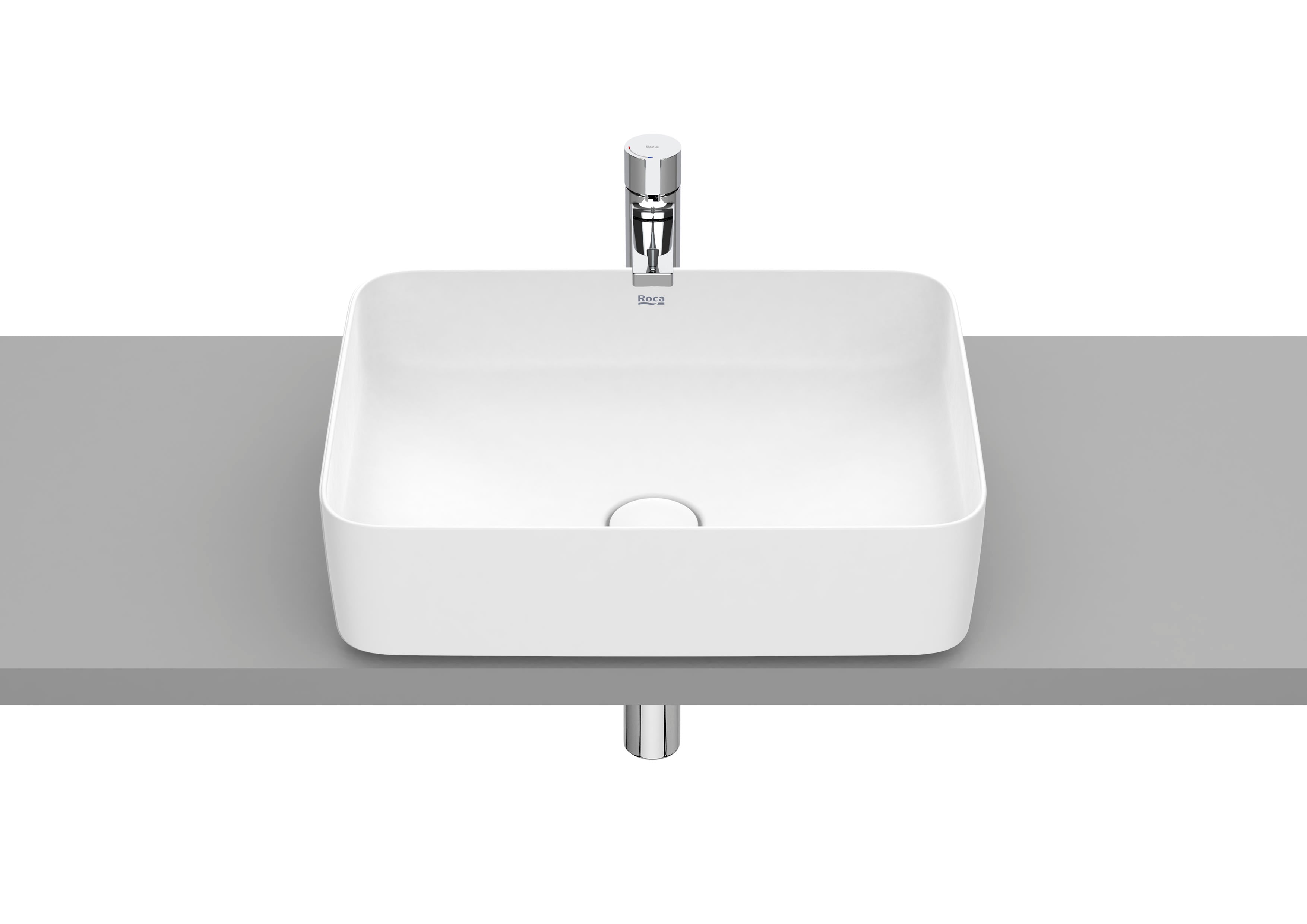 Roca Inspira SQUARE – Умивалник върху плот 50×37×14см White бял FINECERAMIC® A327530000