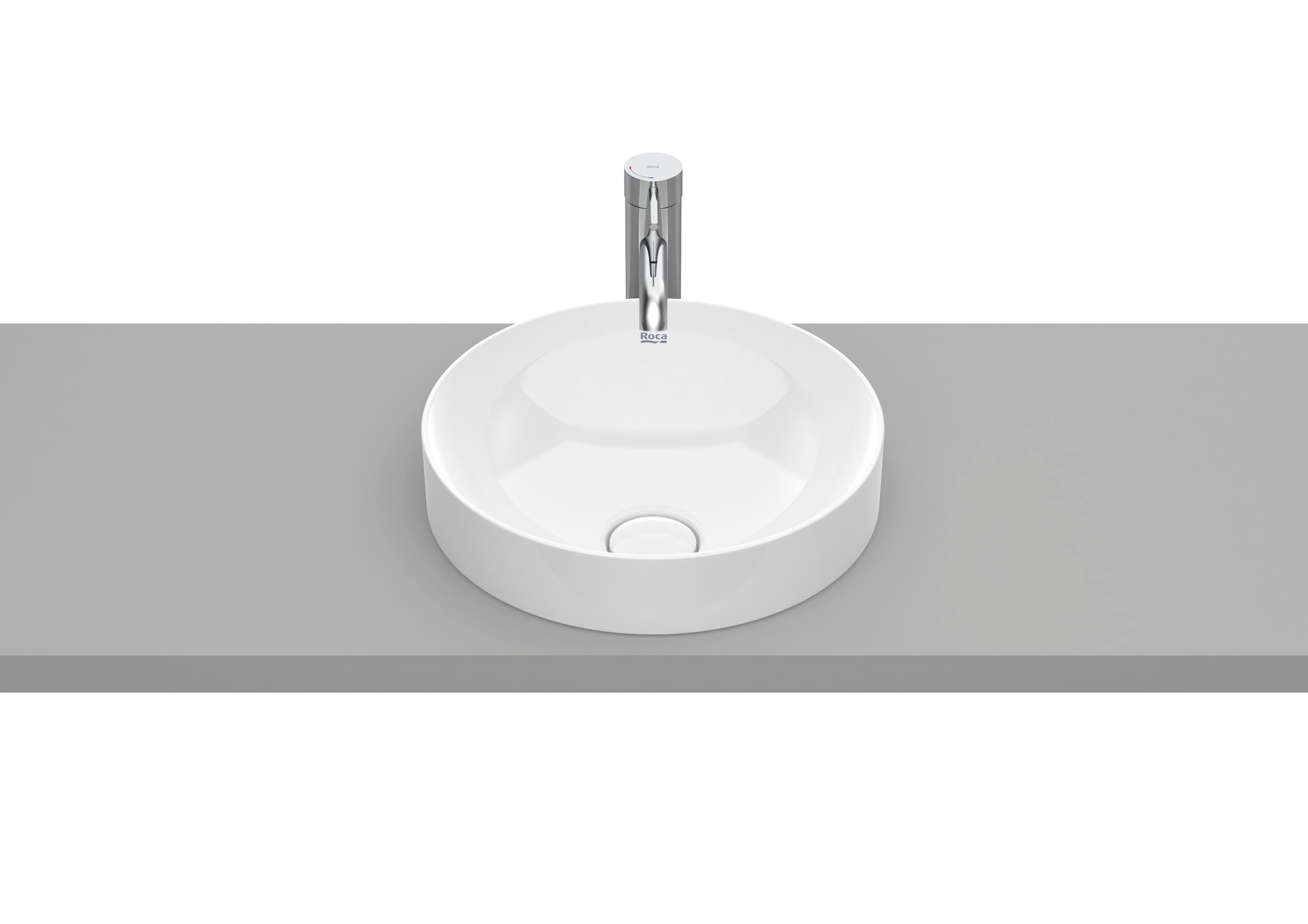 Roca Inspira ROUND – Умивалник за вграждане в плот 37×37×7.5см White бял FINECERAMIC® A32752R000