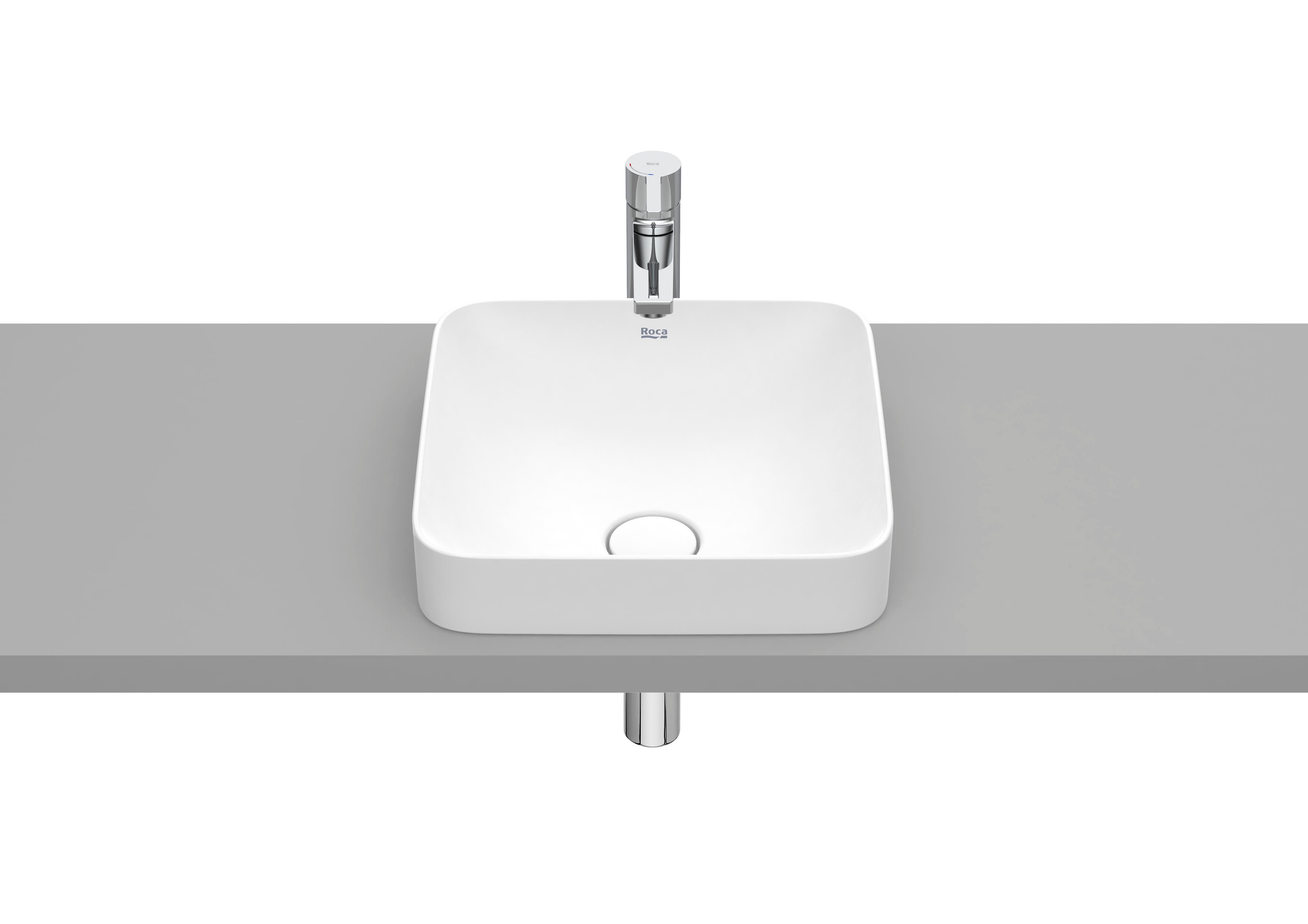 Roca Inspira SQUARE – Умивалник за вграждане в плот 37×37×7.5см White бял FINECERAMIC® A32753R000