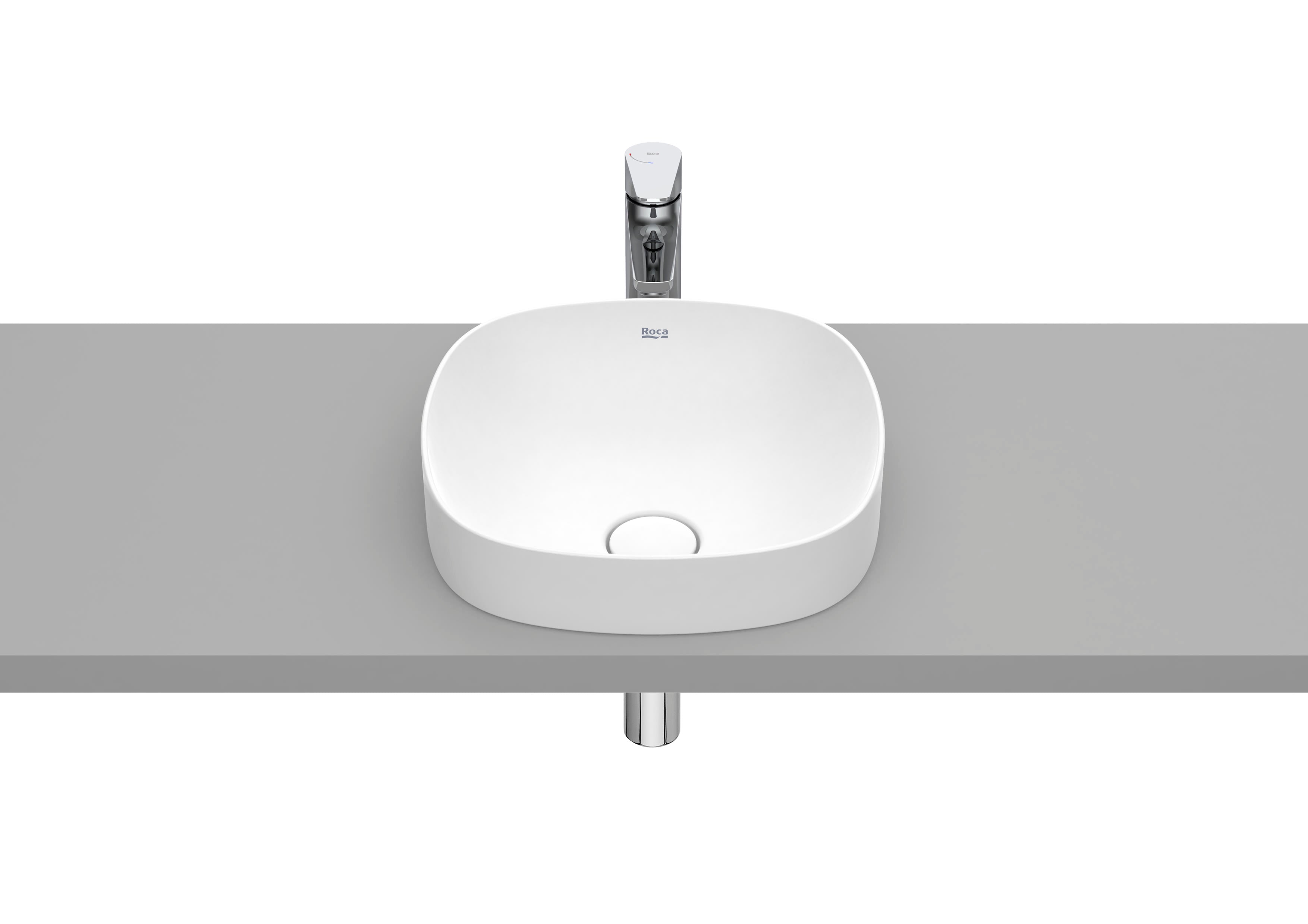 Roca Inspira SOFT – Умивалник за полувграждане 37×37×7.5см White бял FINECERAMIC® Corner A32750R000