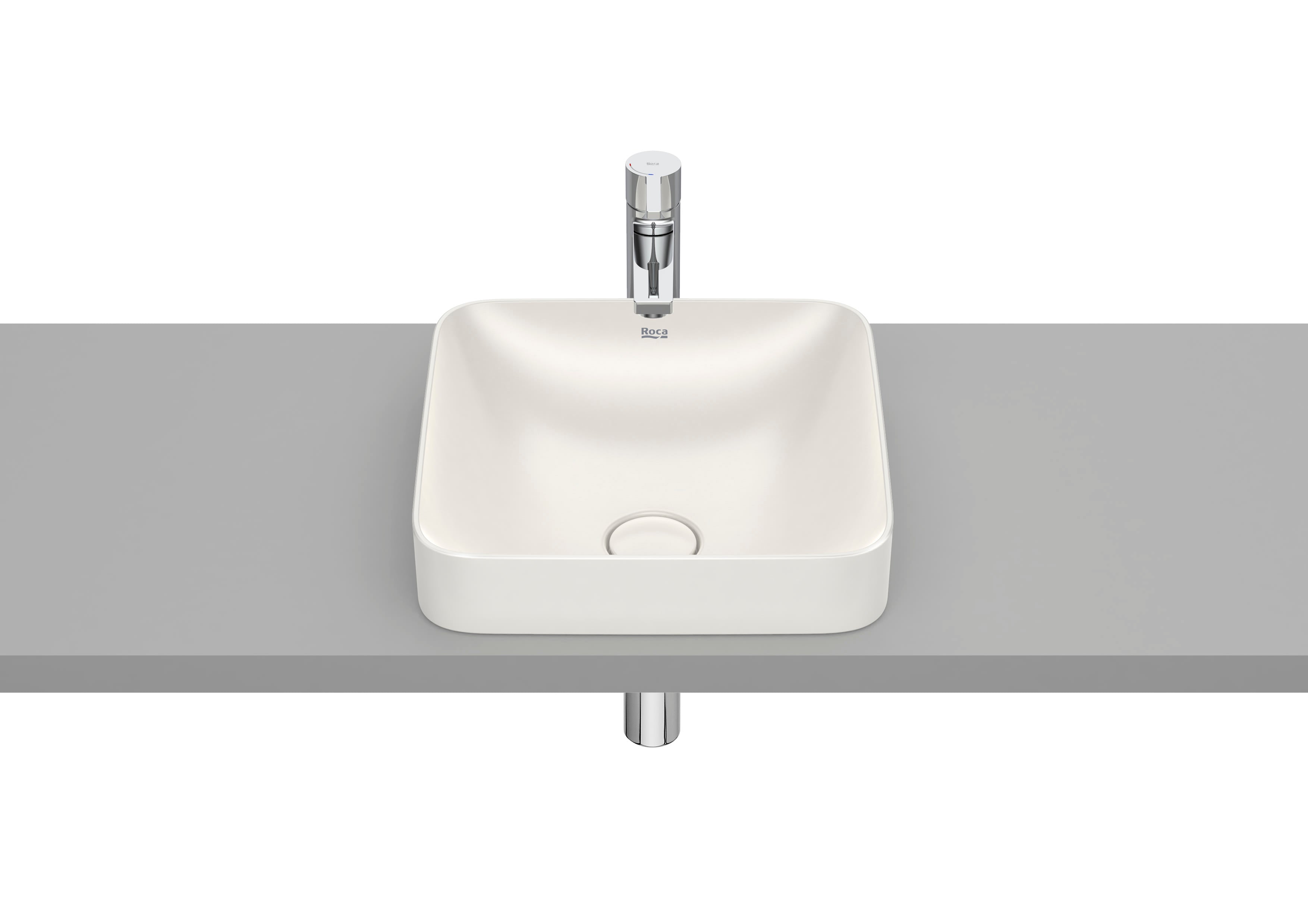 Roca Inspira SQUARE – Умивалник за вграждане в плот 37×37×7.5см White бял FINECERAMIC® A32753R000