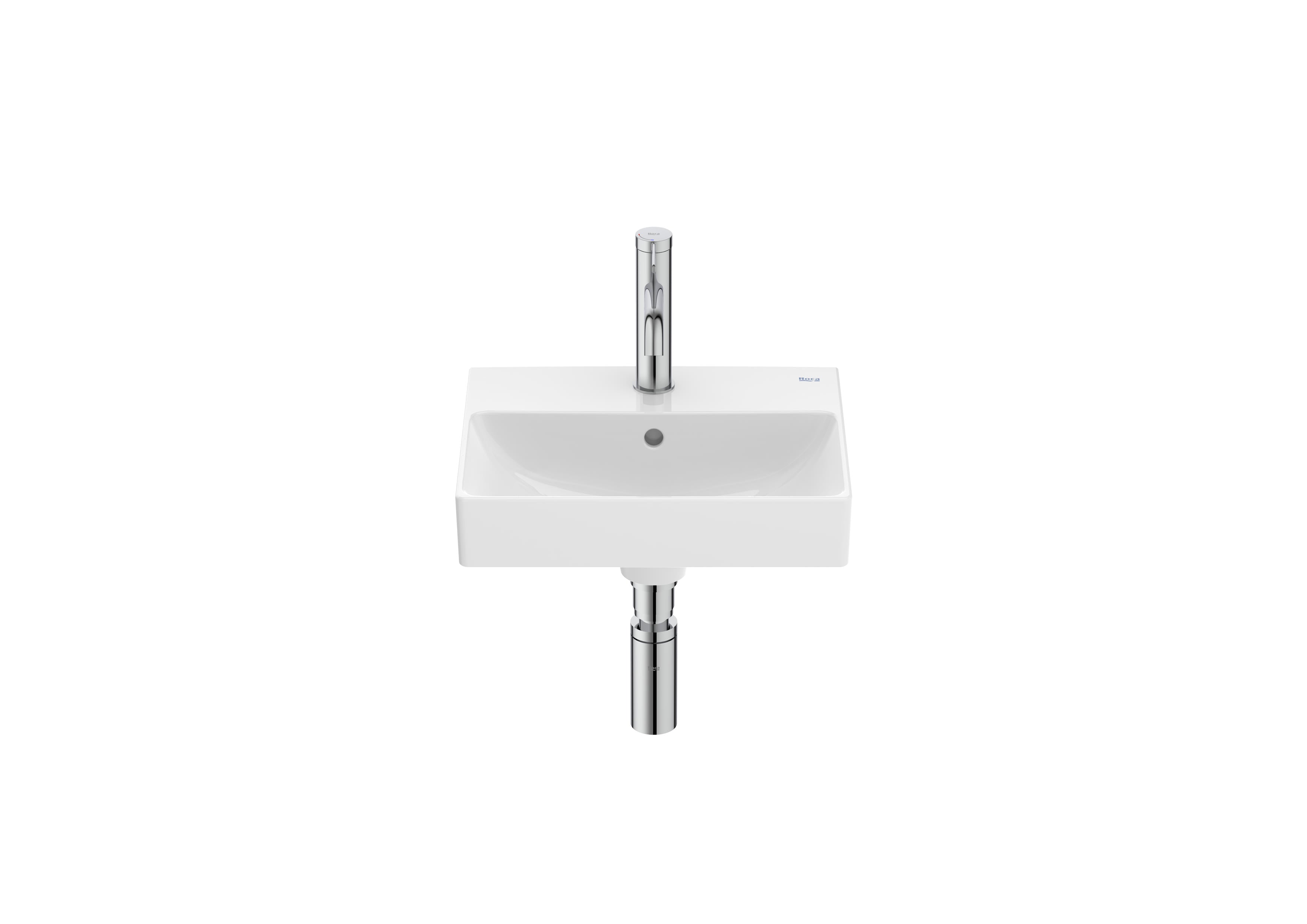 Roca ONA – Компактен умивалник за стенен монтаж 40×32×15см Glossy White бял гланц A32768D000