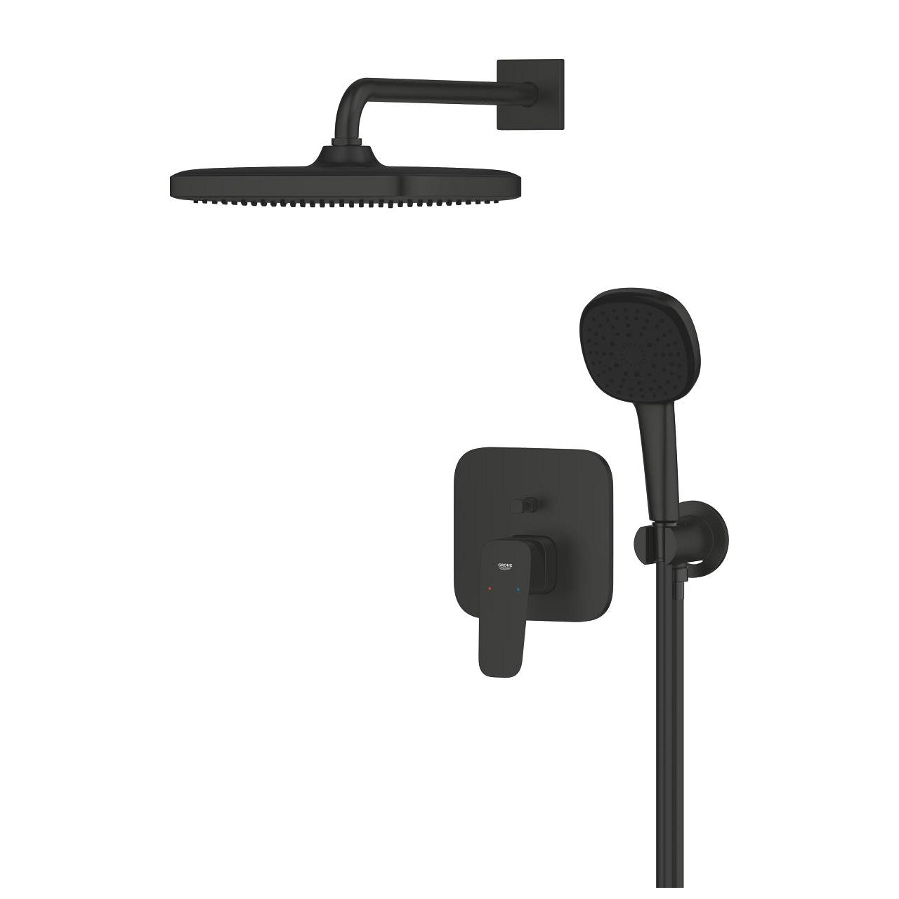GROHE Cubeo Комплект смесител вграждане + Tempesta 250 Cube + ръчен душ Matte Black 10 533 62430 - Stonea.BG