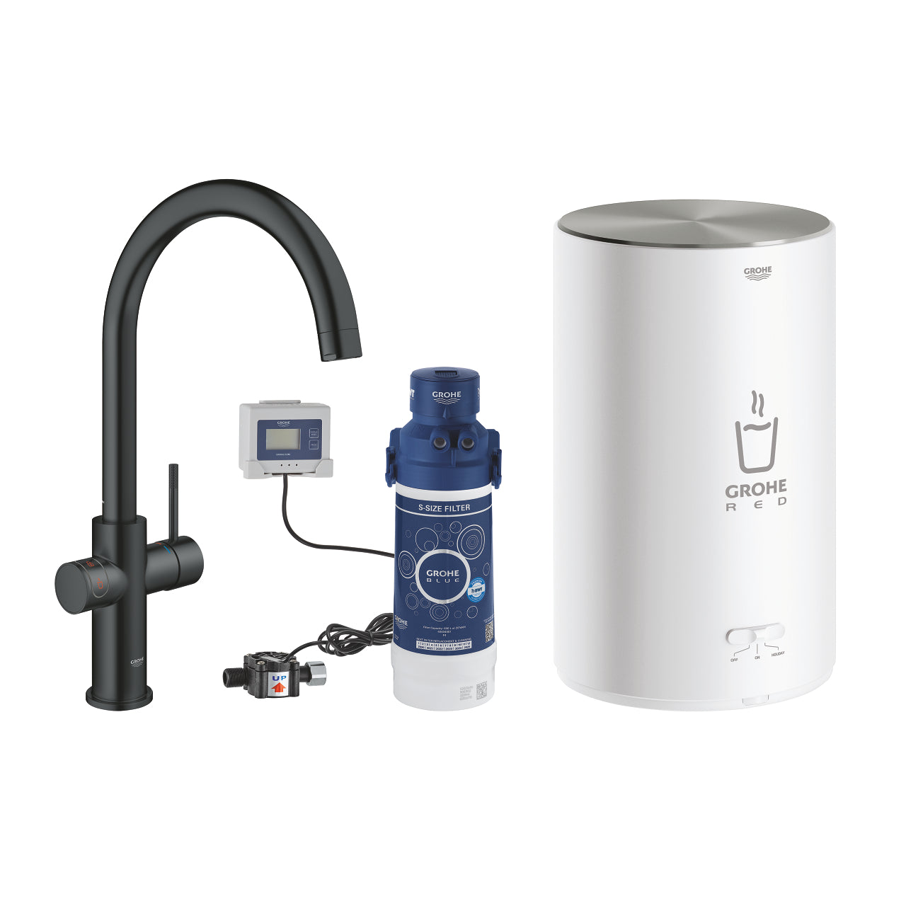 GROHE Red Duo Кухненски Смесител за Вряла Вода + Бойлер M Matte Black 30083KS1 - Stonea.BG