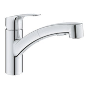 GROHE Eurosmart Кухненски Смесител Нисък Чучур Издърпващ Се Аератор Chrome 30305001 - Stonea.BG
