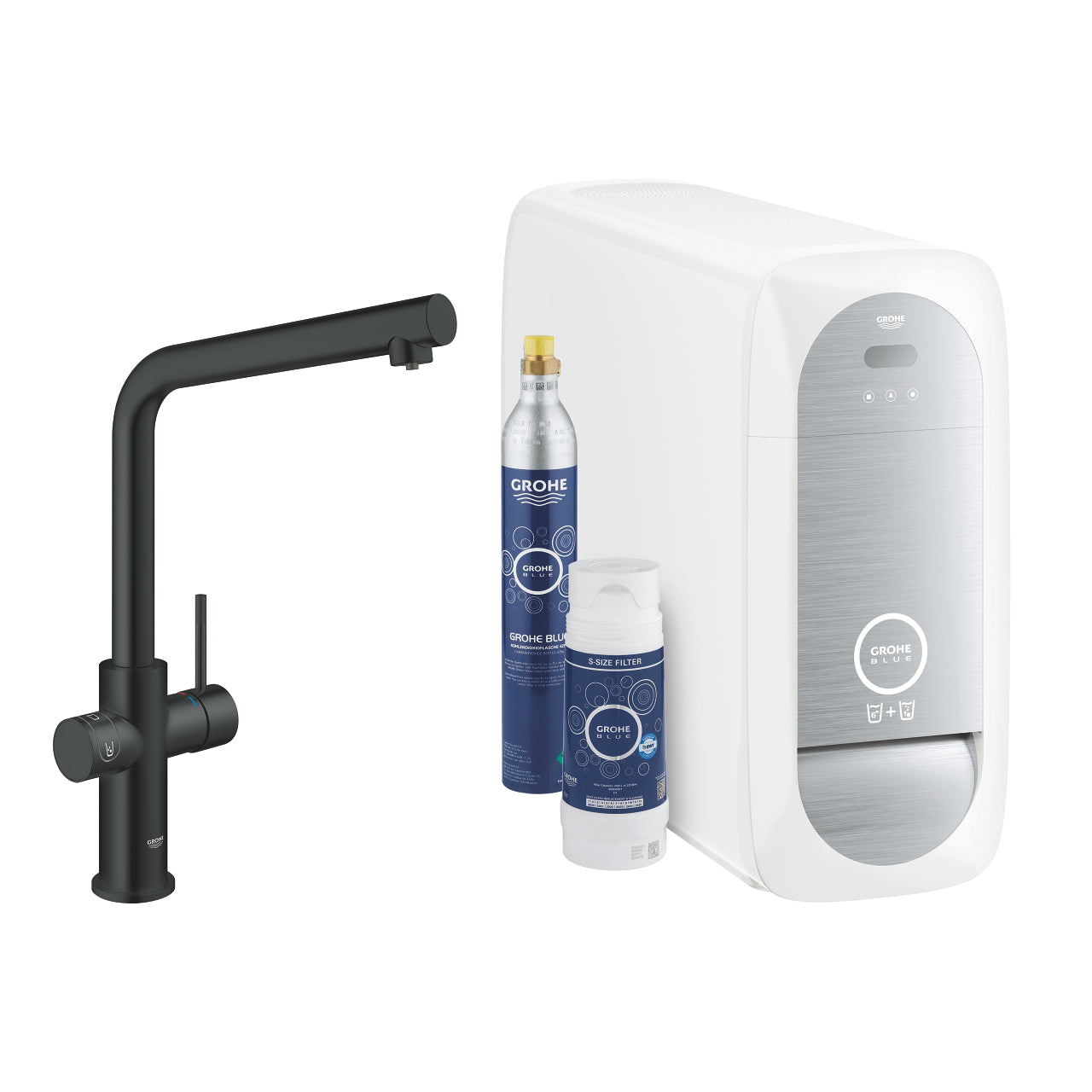 GROHE Blue Home Кухненски Смесител L-чучур Matte Black 31454KS1 - Stonea.BG
