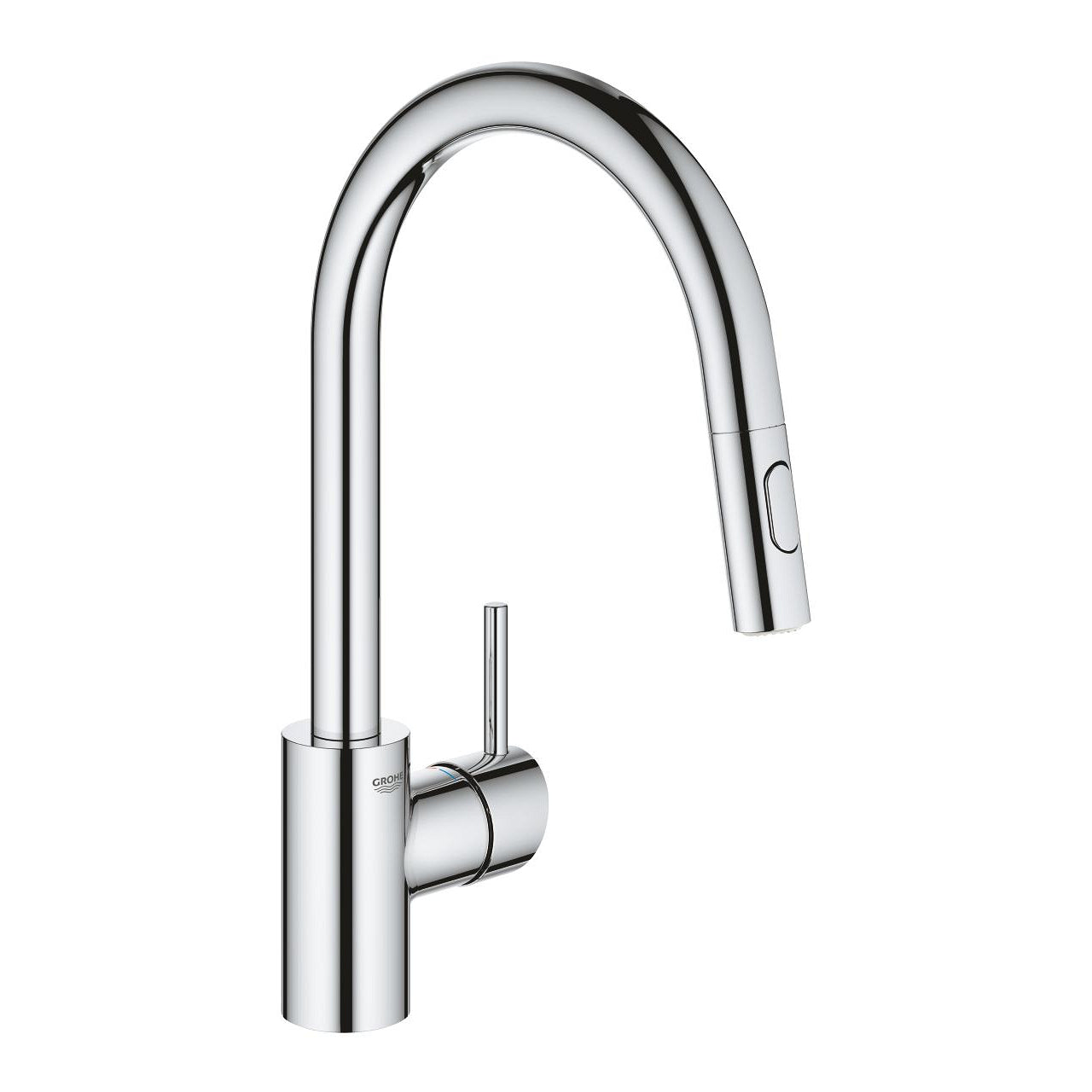 GROHE Concetto Кухненски Смесител Висок Чучур 2 Функции Душ Аератор Завърта 380° Chrome 31483002 - Stonea.BG