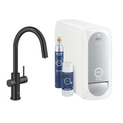 GROHE Blue Home Кухненски Смесител C-чучур Филтрирана Газирана Вода Phantom Black 31541KS1 - Stonea.BG