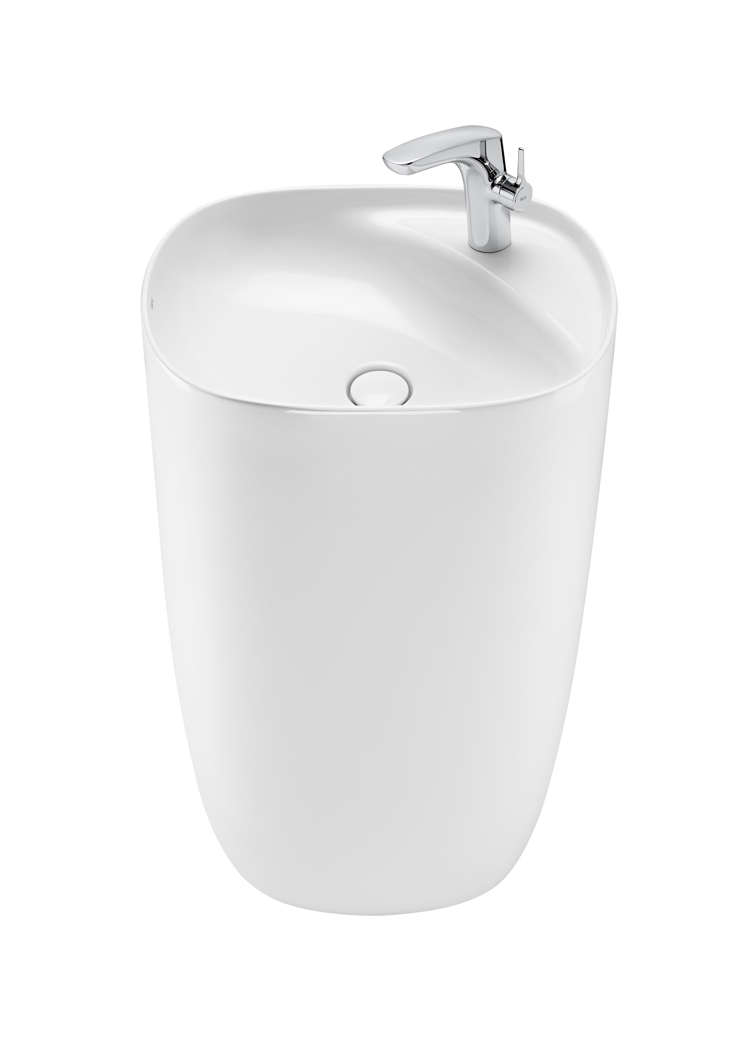 Roca Beyond – Totem Умивалник стоящ 50×45×88см White бял FINECERAMIC® интегриран плот дясно A3270B0000