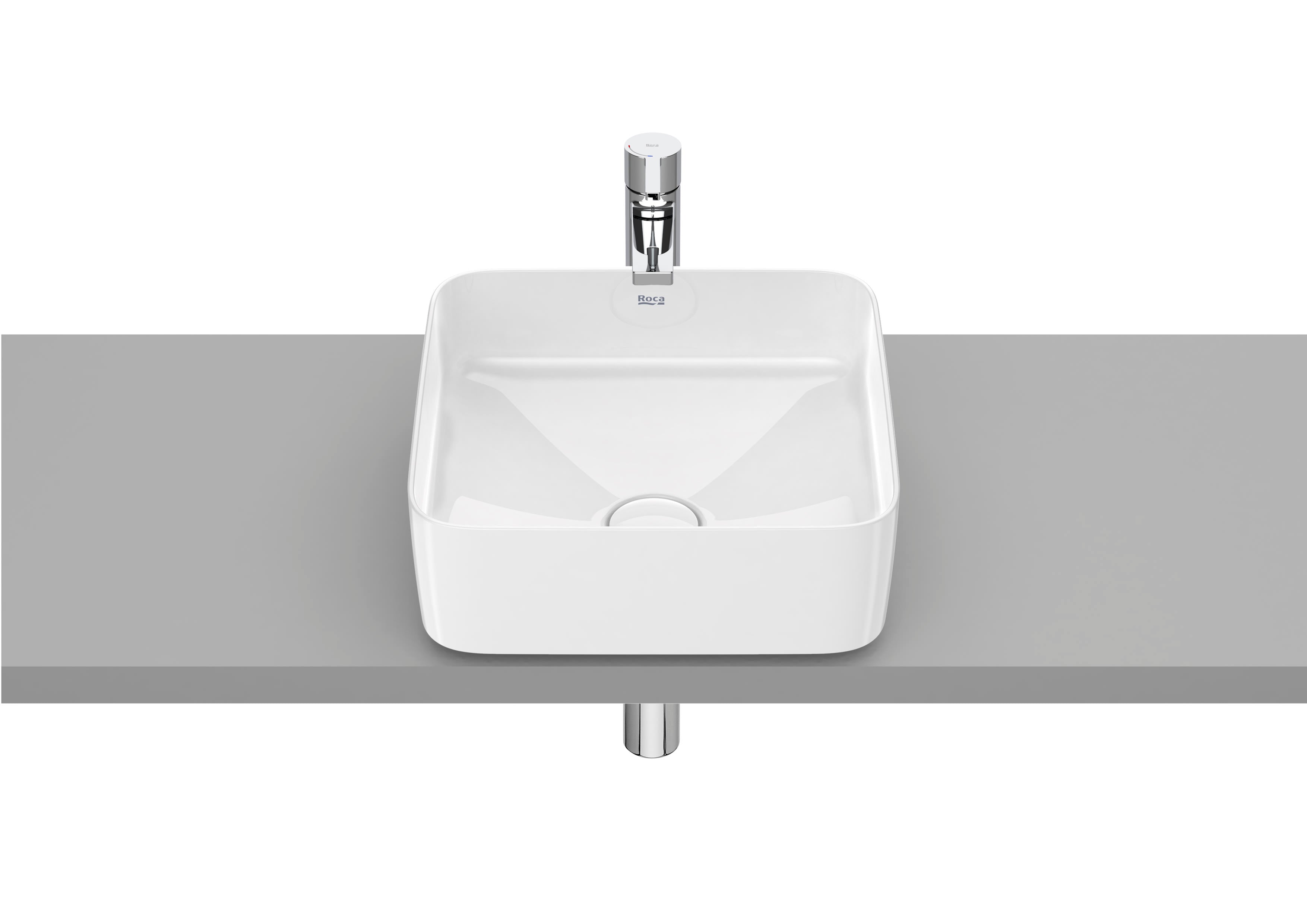 Roca Inspira SQUARE – Умивалник върху плот 37×37×14см White бял FINECERAMIC® A327532000