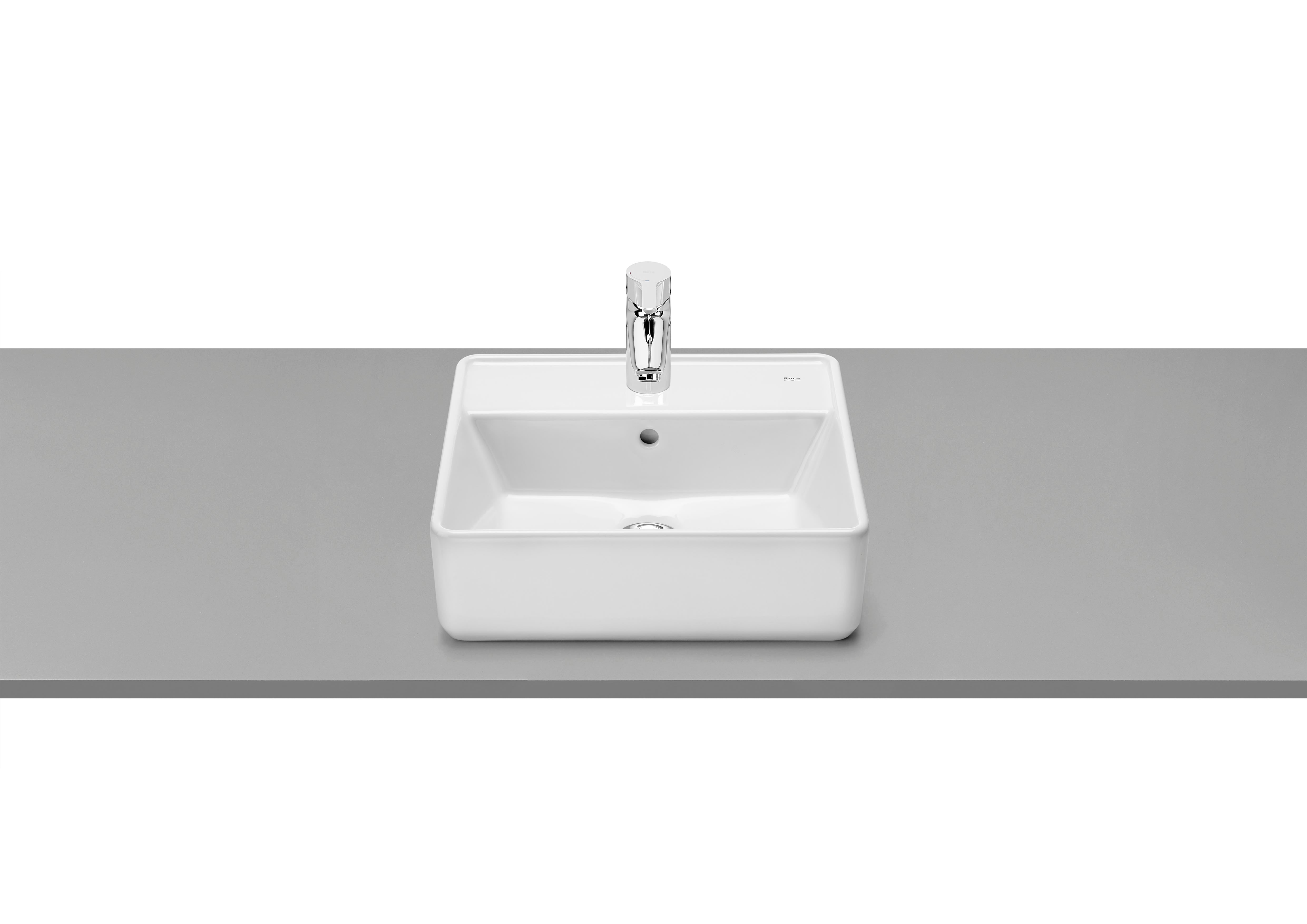 Roca The Gap Умивалник върху Плот с Отвор за Смесител Square BackGlazed Интегриран Плот White A3270MM000 - Stonea.BG