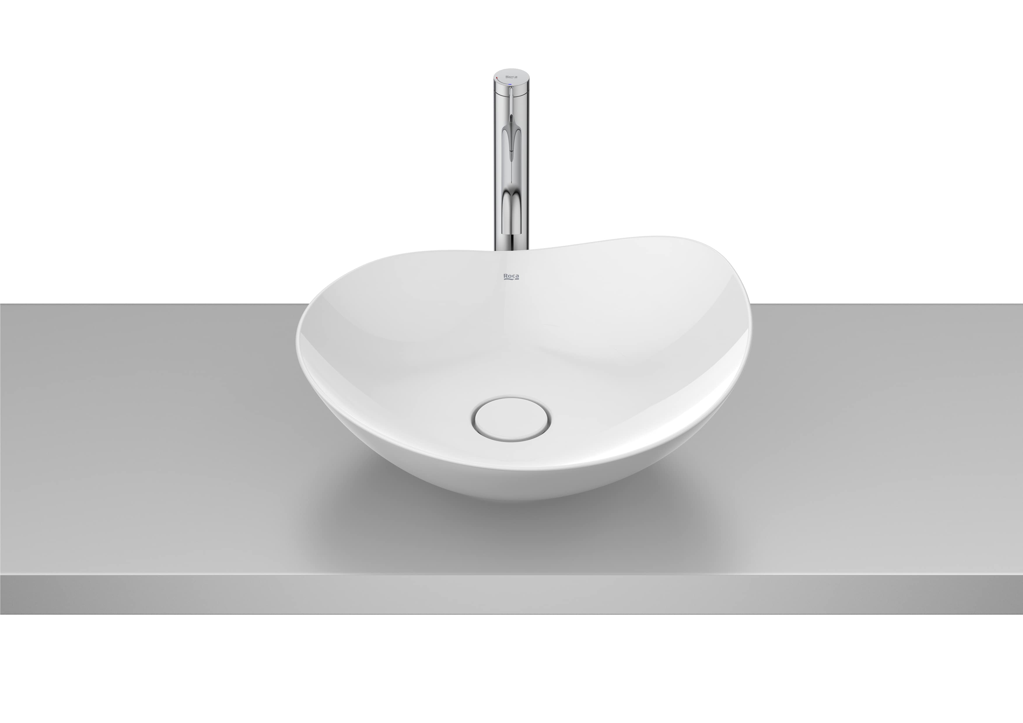 Roca Ohtake Умивалник FINECERAMIC® върху Плот Асиметричен Round White A327A1N000 - Stonea.BG