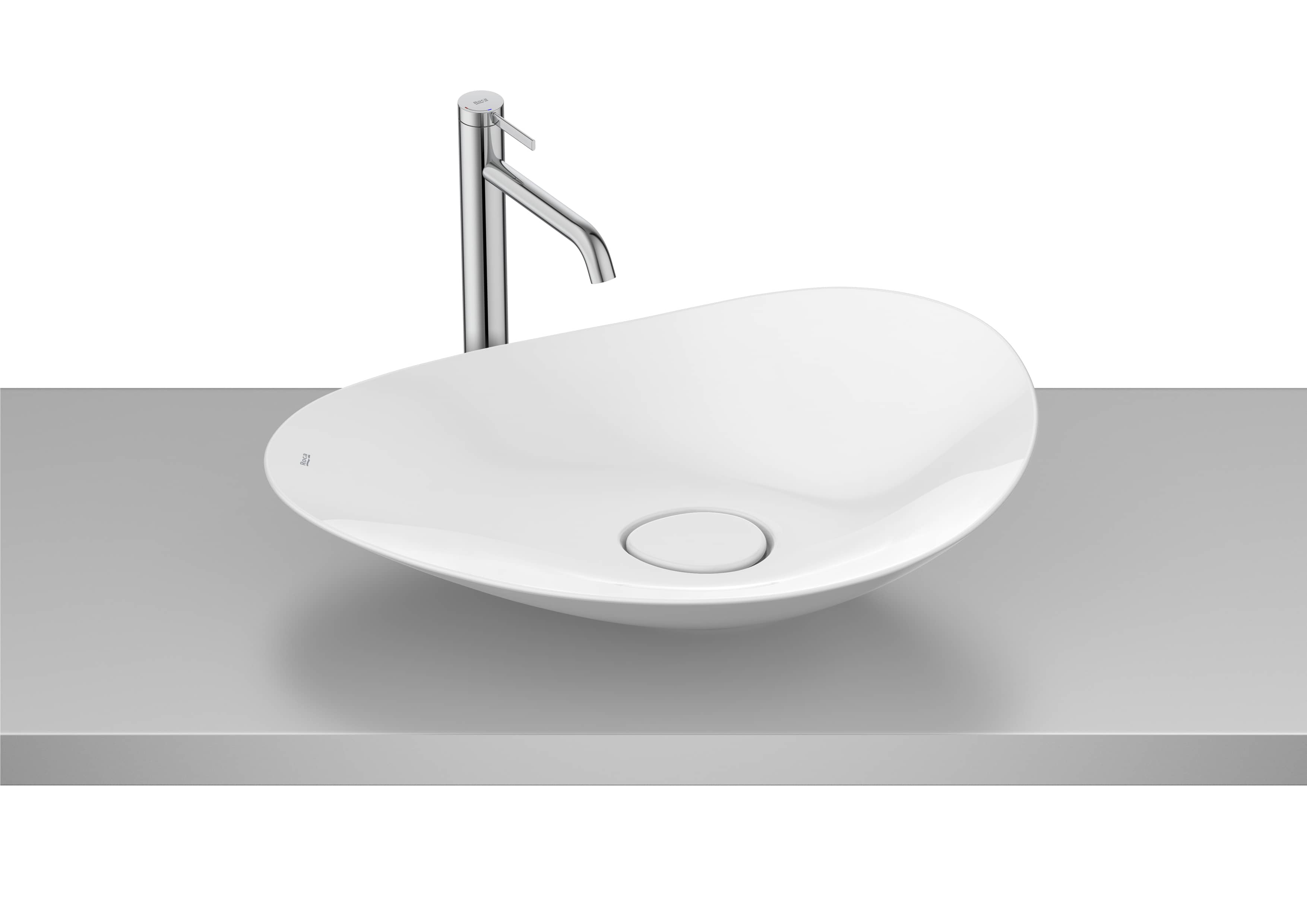 Roca Ohtake Умивалник FINECERAMIC® върху Плот Oval Асиметричен White A327A1P000 - Stonea.BG