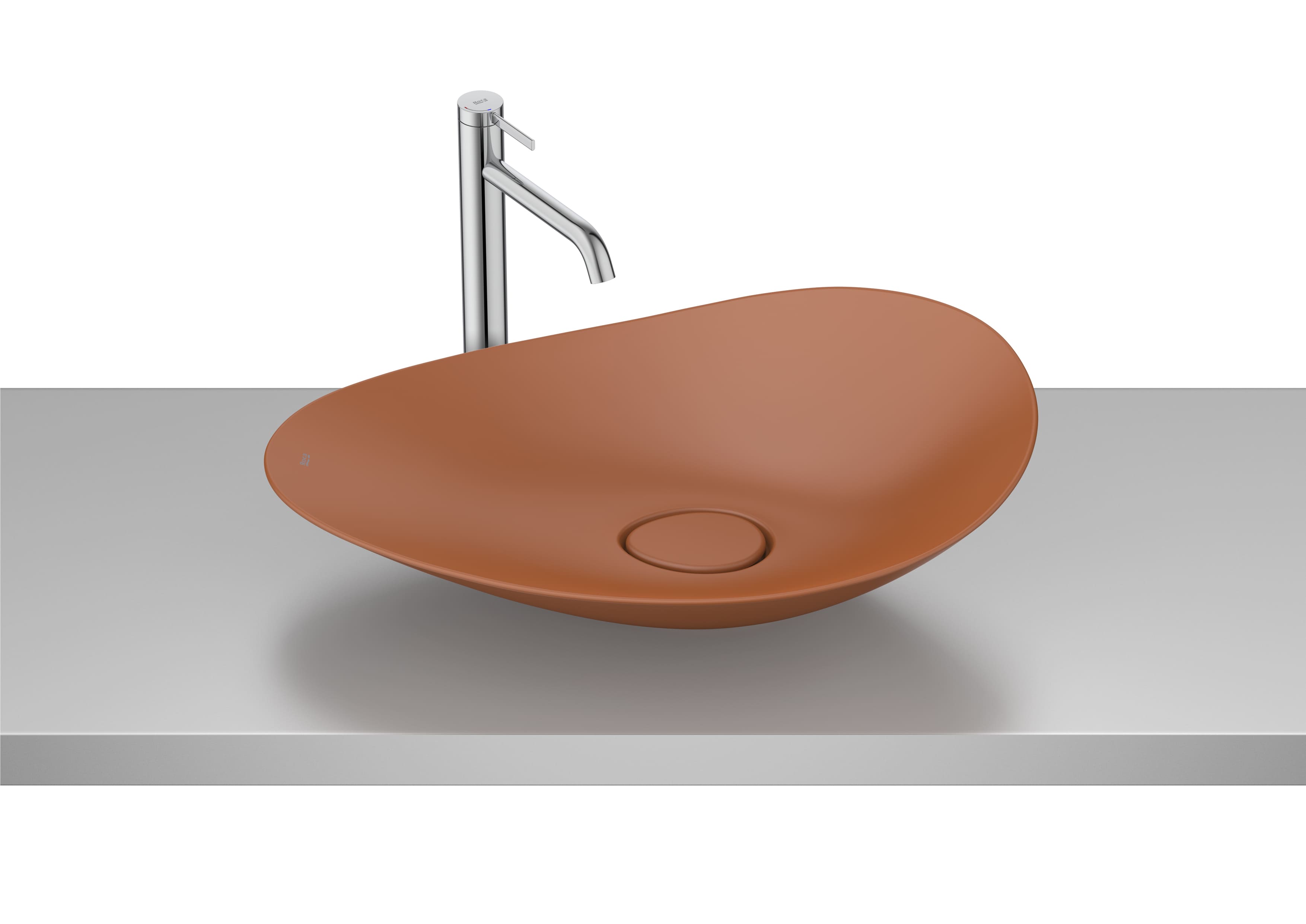 Roca Ohtake Умивалник FINECERAMIC® върху Плот Oval Асиметричен White A327A1P000 - Stonea.BG