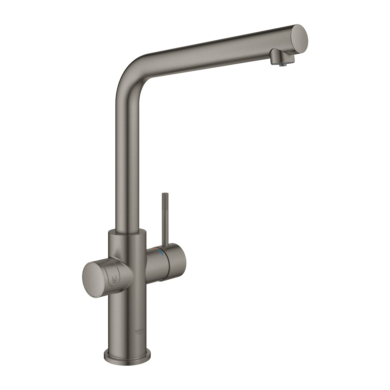 GROHE Blue Home Кухненски Смесител L-чучур Филтрирана Газирана Вода Brushed Hard Graphite 31454AL1 - Stonea.BG