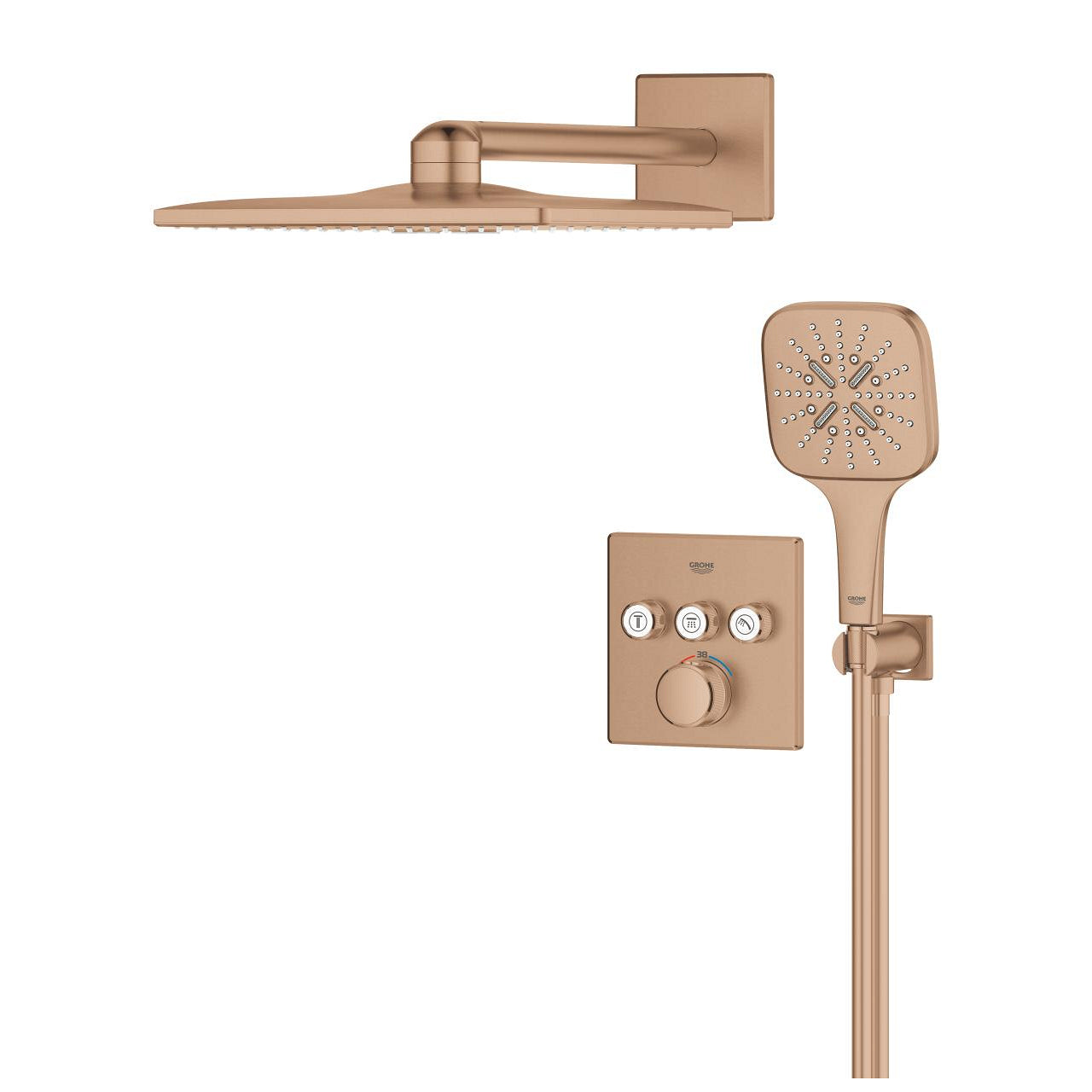 GROHE Grohtherm SmartControl Комплект Душ Система SmartBox Cube Brushed Warm Sunset 34864DL0 - Stonea.BG