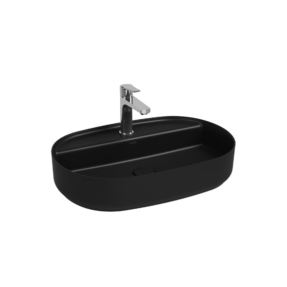 Isvea INFINITY Мивка върху плот Елипса 60×40×12см с отвор за смесител Black черен мат 10NF65060-2N