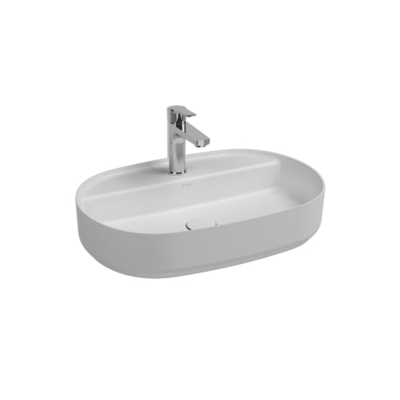 Isvea INFINITY Мивка върху плот Елипса 60×40×12см с отвор за смесител White Matt бял мат 10NF65060-2L