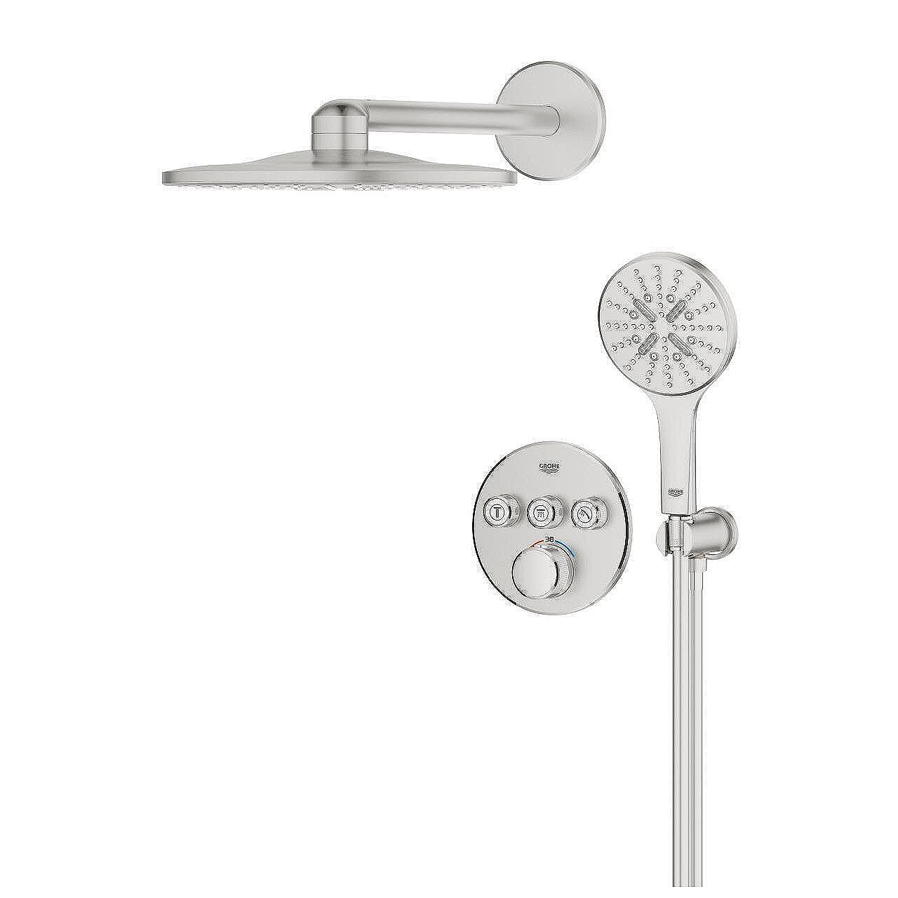 GROHE Grohtherm SmartControl Вградена Душ Система + Rainshower SmartActive 310 SuperSteel 34863DC0 - Stonea.BG